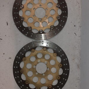 Pareja de discos de freno delanteros flotantes con núcleo dorado para motocicletas Cagiva Mito 125 y Ducati 900 SS Brembo.