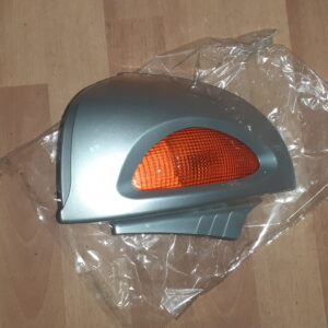 Espejo retrovisor derecho original para BMW R 1100 RT y R 850 RT en color gris con intermitente naranja integrado.